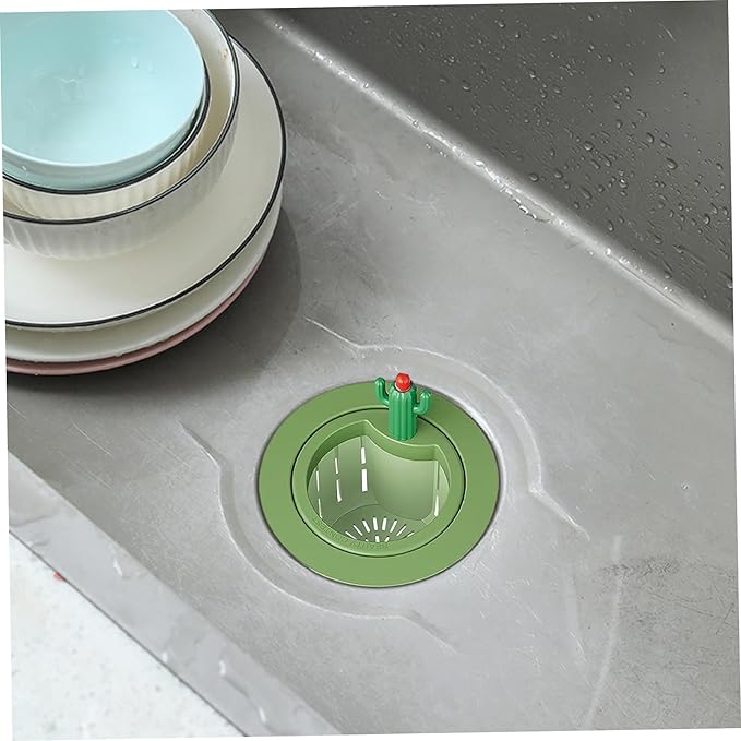 4PCS Cactus Sink Strainer Cactus Kitchen Sink Drain Basket Auto-Dumping Filter Multi-Functional Anti-Clogging Kitchen Drainer with Lifting Handle