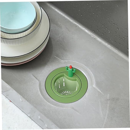 4PCS Cactus Sink Strainer Cactus Kitchen Sink Drain Basket Auto-Dumping Filter Multi-Functional Anti-Clogging Kitchen Drainer with Lifting Handle