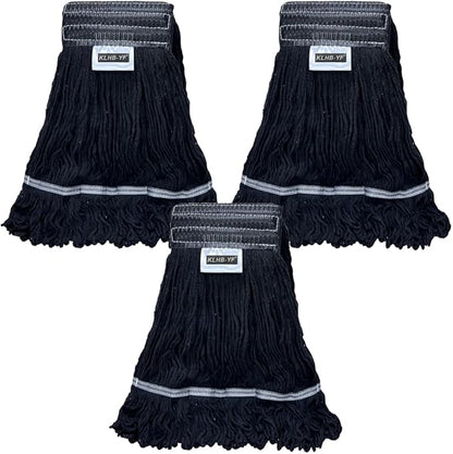 Heavy Duty Wet Industrial Cleaning Mop Head – 21 oz Black mop Head Replacement Cotton Washable Industrial mop Heads Heavy Duty for Commercial & Home Cleaning（Balck）