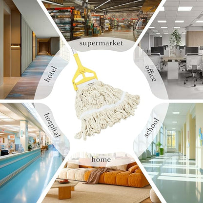 Mop Head Replacement,Commercial Mop Heads,Cotton Washable Industrial Mop Head,6 Inch Heavy Duty Mop Heads,Wet Industrial Cleaning Mop Head for Home,Industrial and Commercial Use Clean（White）