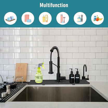 30 Inch Longer Faucet Mat for Kitchen Sink, Silicone Sink Faucet Mat Splash Guard, Splash Faucet Guard Draining Mat,Splash Guard Behind Faucet