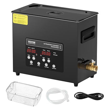 VEVOR 6L Ultra Sonic Cleaner, 180W Digital Ultrasonic Cleaning Machine with Gentle Mode & Upgraded Degassing, 40kHz Industrial Ultrasound Cleaner with Heater & Timer for Retainer, Jewelry, Tools