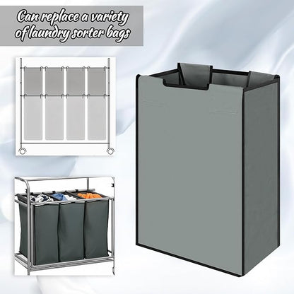 3 Pack Large Laundry Sorter Replacement Bags, Hamper Cart Removable Replacement, Laundry Storage Organizer-Replacement Bags, Gray, Square Shap(Dark Gray)