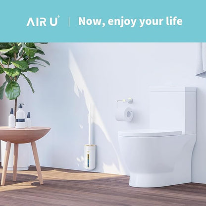 AIR U+ Disposable Toilet Brush, Toilet Bowl Cleaning System with 24 Count Wand Refill, Clean Brush Starter Kit with 1 Toilet Wand, 1 Storage Caddy and 1 Fragrant Tablet (1 + 24)