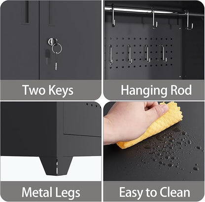 73" H Garage Storage Cabinet,Broom Closet Storage Cabinet with Adjust Shelves,Utility Cabinet,Utility Closet for Garage,Office,Black
