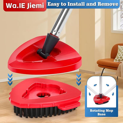 Spin Mop Scrub Brush Replacement (2 Pack +1 Base) for Ocedar RinseClean 2-Tank System – Stiff Bristles for Deep Grout & Tile Cleaning, Heavy Duty Bathroom & Kitchen Scrubber, Long-Lasting Gray Heads