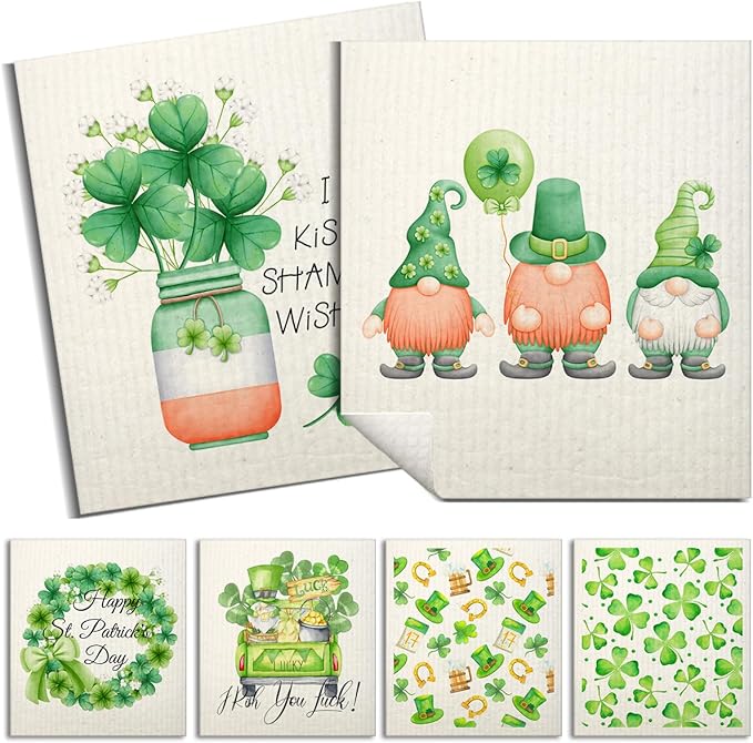 Swedish Dishcloths for Kitchen | 6 Pack Floral Reusable Paper Towels Washable | Swedish Dish Towels | Non-Scratch Cellulose Sponge Cloths | No Odor, Biodegradable Cleaning Cloths, Saint Phat 2