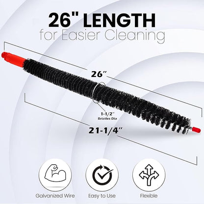 Dryer Vent Cleaner Lint Brush, Long Flexible Refrigerator Coil Cleaning Brush, 26 Inch,Black,Large (Pack of 1),1295