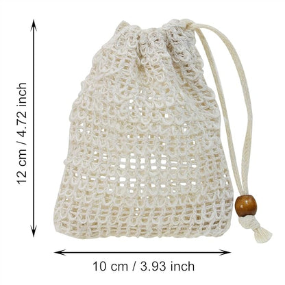 3pcs Soap Bag Net Pouch Saver Pocket Soap Lifting Pads Natural Sisal Jute Foaming Mesh Body Scrubber Bath Exfoliator Exfoliating Drying Soap Holder for Shower Gift DIY Craft (10x12cm, Apricot)