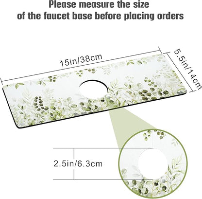 Sink Faucet Absorbing Mat, 2 Pack Drying Mat Around Faucet Sink Splash Guard Behind Faucet Sinkmat For Kitchen Bathroom Island Rv 15 * 5.5 Inch (38 * 14 cm)