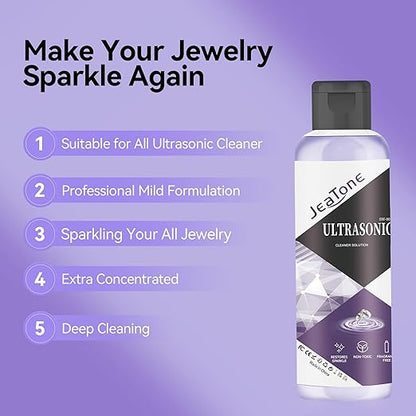 Ultrasonic Jewelry Cleaner Solution for Ultrasonic Cleaner Machine, Professional Cleaning of Jewelry, Diamonds, Gold, Silver, Remove Odors, Discoloration & Stains, Peach Scent, Purple, 4oz