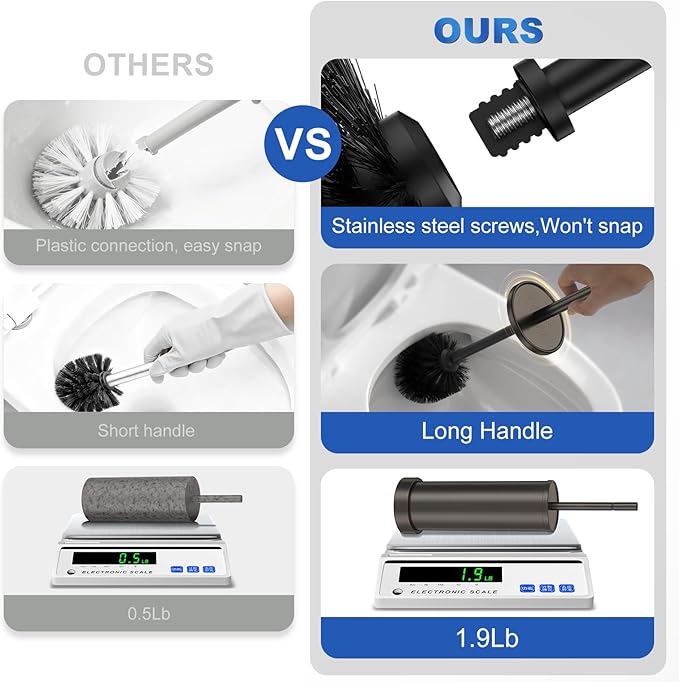 Toilet Brush and Holder Set: 304 Stainless Steel