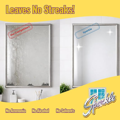 Sparkle Glass Cleaner Refill 1 Gallon (128 Fl Oz) – Ammonia-Free Heavy Duty Streak-Free Formula for Windows, Mirrors & Glass (Pack of 1)