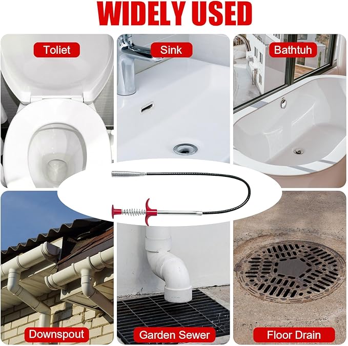 Drain Snake Hair Clog Remover Tool - Sink Drain Cleaner for Sewer Kitchen Bathroom Shower Tub Toilet Clogged Drains Opener Cleaning Tool, Flexible Grabber Claw Pick Up Reacher Tool