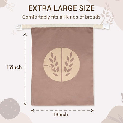 Reusable Beeswax Bread Bags for Homemade Bread (2 Pack) – Extra Thick Cotton, XL Natural Cotton Beeswax Bags, Sourdough Bag, Beeswax Bag, Sourdough Storage,