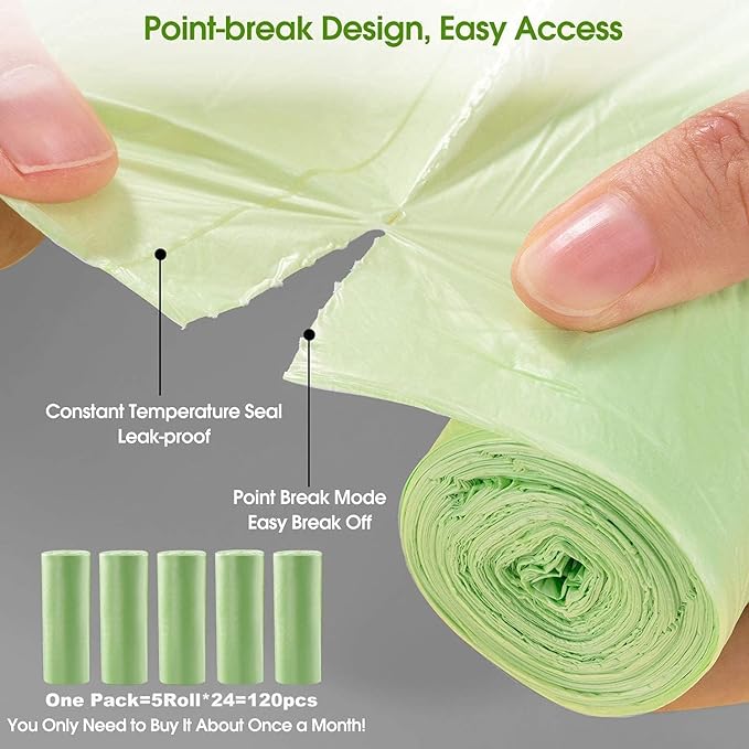 Small Trash Bags 1.2 Gallon - 120 Counts Bathroom Trash Bags, Mini 5L Garbage Bags Biodegradable Food Waste Bags, Compost Strong Bin Liner Recycle Rubbish Bag for Home Kitchen Office