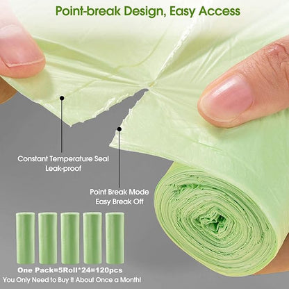 Small Trash Bags 1.2 Gallon - 120 Counts Bathroom Trash Bags, Mini 5L Garbage Bags Biodegradable Food Waste Bags, Compost Strong Bin Liner Recycle Rubbish Bag for Home Kitchen Office