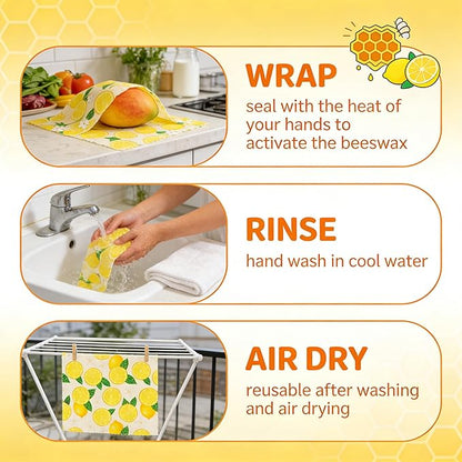 Soboto Beeswax Wraps for Food, Reusable Food Wraps, Sustainable Beeswax Paper Beeswax Sandwich Wrap Beeswax Storage(13x39inch)