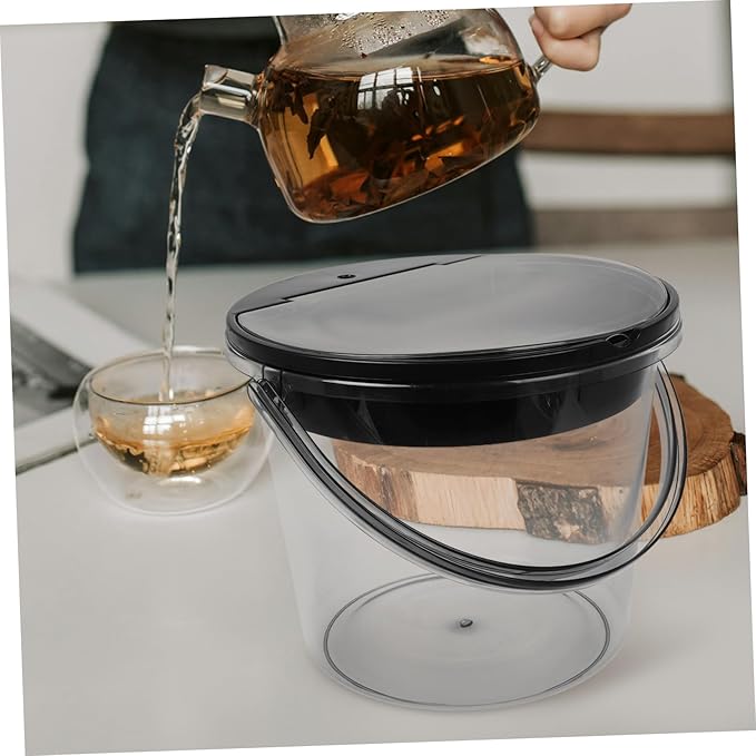 MAGICLULU Handheld Tea Dreg Drainage Bucket with Lid Small Kitchen Compost Bin for Tea Grounds Countertop Trash Can for Indoor Use Light Gray