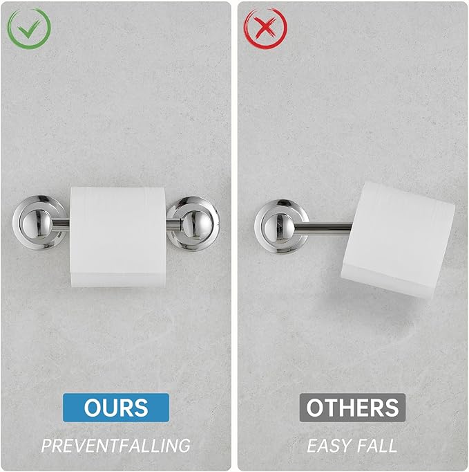 RUMOSE Toilet Paper Holder and Hand Towel Ring Polished Chrome Wall Mount Bathroom Hardware Accessories 2 PCS Set Flexible Pivoting Toilet Tissue Roll Holder and Towel Hanger, Stainless Steel