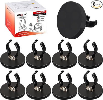 MUTUACTOR Universal Magnetic Mount Heavy Duty Hooks for Flashlight Holder,Anti-slipLarge Opening Durable Magnets Flexible Clamps for Garage Organize Garden Workshop Tools Storage,8PCS
