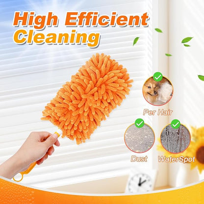 Reusable Duster Refill for Swiffer Hand Duster, 360 Degree Duster Refills for Spring Cleaning, Ceiling Fan, Orange, 3 Pack (Handle is Not Included)