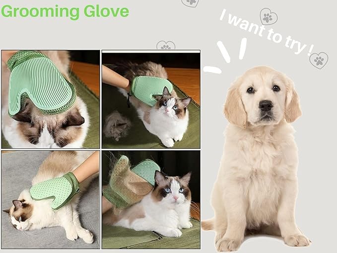 Dog Grooming Kit 9pcs Dog Brush for Shedding- Self-Cleaning Slicker Brush,Grooming Glove,Cat Comb,Pet Toothbrush,Towel & Travel Bag – Ideal for Long & Short Hair Pets