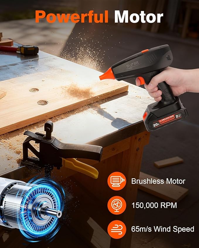 Cordless Electric Air Duster - Mini Blower Compatible with Makita 18V Battery, 150,000RPM Compressed Air Duster with Brushless Motor, 20V Rechargeable Dust Cleaner for Keyboard, Computer, Car