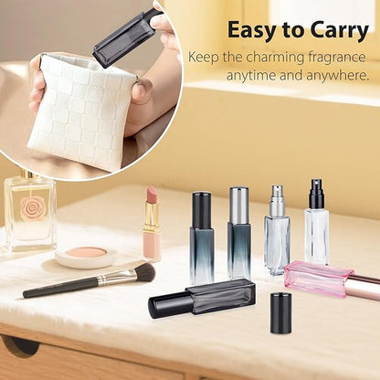 Perfume Refill Bottle, Mini Leak-proof Portable Perfume Travel Refillable Dispenser, 5pcs 10ml Empty Atomizer Sprayer, Pocket Glass Bottle with Funnel and Pipette for Cologne (Dark Gray)