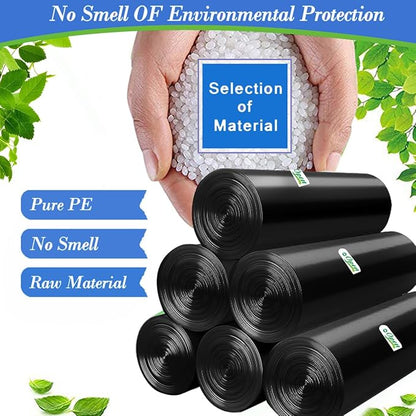 10 Gallon 60pcs Black Trash Bags Strong Black Garbage Bags, Bathroom Trash Can Bin Liners, Plastic Bags for Office Home Kitchen, Waste Basket Liner, Fit 30 Liter, 10 Gal(10G60-Black)