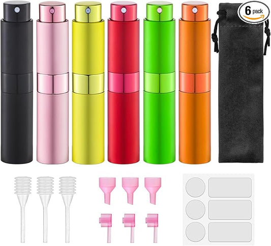 Lulupack Travel Perfume Bottle Refillable - Cologne Spray Atomizer Mini - Small Travel Size Empty Sprayer for Refill Sample Container - Portable Fragrance Decant Dispenser for Women Men 8ml 6PCS Red