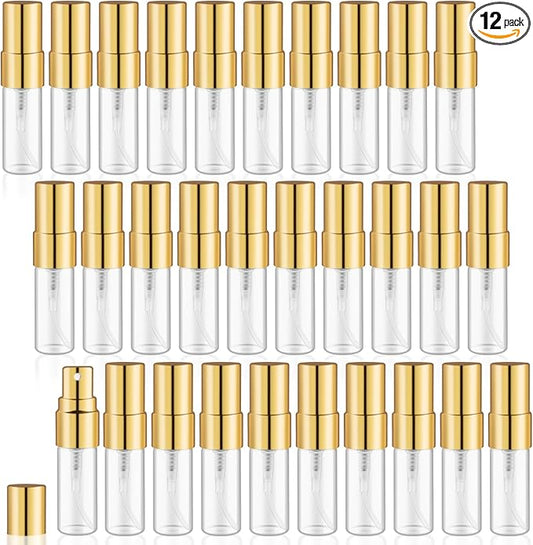 30 Pack Empty Mini Glass Spray Bottle Refillable Fine Mist Perfume Atomizer Portable Travel Sample Spray Bottles Containers For Perfume Essential Oils Cosmetics Liquid (clear bottle, 3ml)