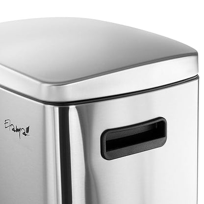 Elama Kitchen, Home and Office Versatile Step Trash/Recycling Bin with Slow Close Mechanism (Split 6.6 Gallon + 3.9 Gallon Silver)