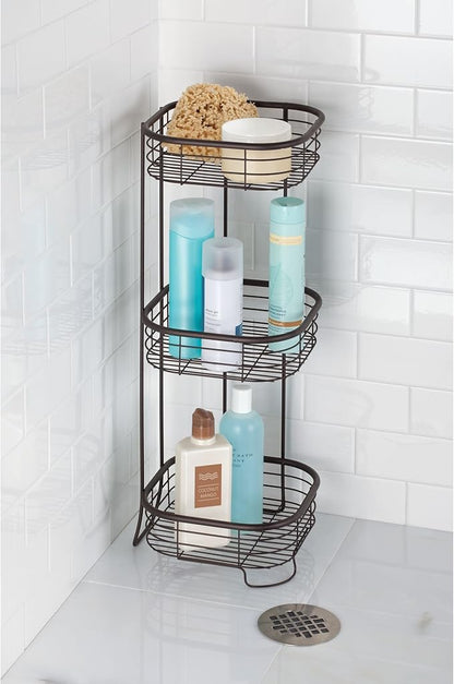 iDesign Standing Shower Caddy Organizer, The Forma Collection – 9.5" x 9.5" x 26.25", Bronze