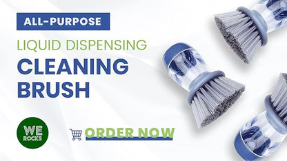 All Purpose Liquid Dispensing Cleaning Brush, Good Grips Soap Dispensing Palm Brush, Soap Dispensing Palm Brush for Dish Kitchen Scrubber with Sturdy Nylon Bristles, Dish Brush with soap Dispenser