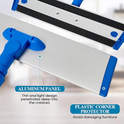 17.5'' Microfiber Mop for Floor Cleaning-Blue Flat Floor Mop with 58'' Stainless Steel Handle- 4 Reusable Washable Replacement Pads-Wet & Dry Use for Hardwood Tile Laminate-Home Kitchen Bathroom