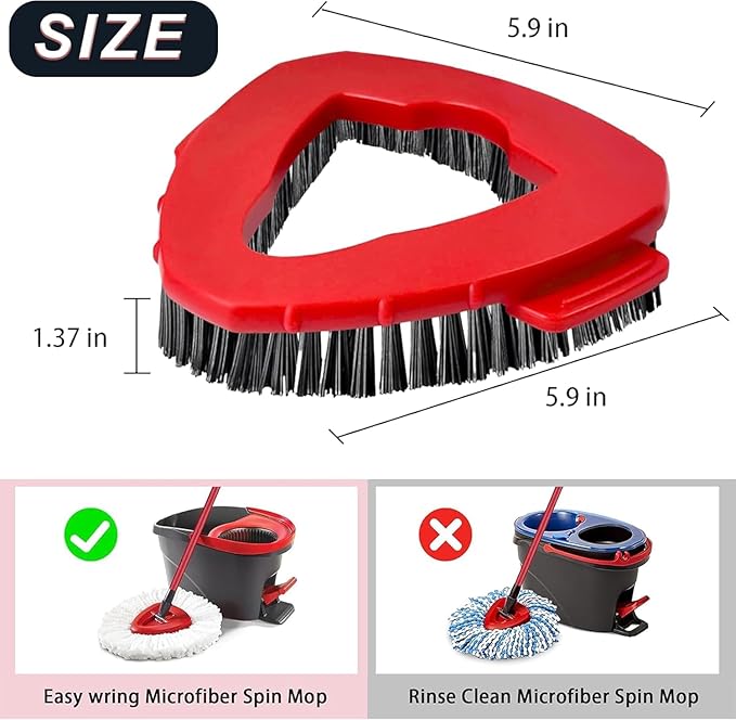 Scrub Brush, 2 Pcs Spin Mop Scrub Brush Head Compatible for O Cedar EasyWring 1-Tank System, Hard Bristle Cleaning Brush for Bathroom, Kitchen, Tub and Tile (2pack Brush)