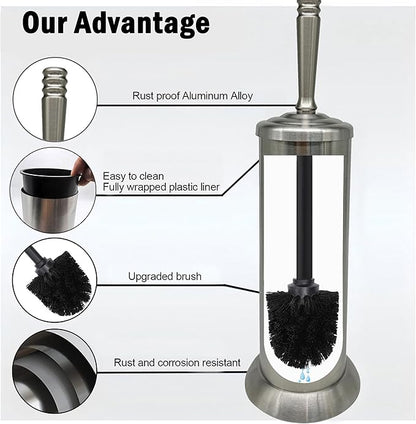 Brushed Nickel Toilet Bowl Brush with Holder, Durable Bathroom Cleaning Tool, Modern Design for Easy Toilet Maintenance, Bathroom Cleaner Brush for Efficient Cleaning and Hygiene
