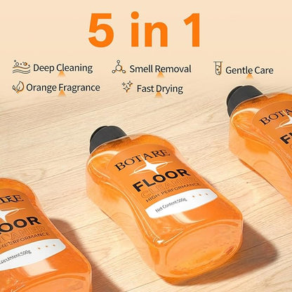 Floor Cleaner Liquid for Mopping, Household Deep Cleaning Solution for Wood,Hardwood,Tile,Laminate,Marble & Porcelain & Bathroom,Orange Scent,17.6 Fl Oz Each(1 Bottle+1 Cleaning Cloth)