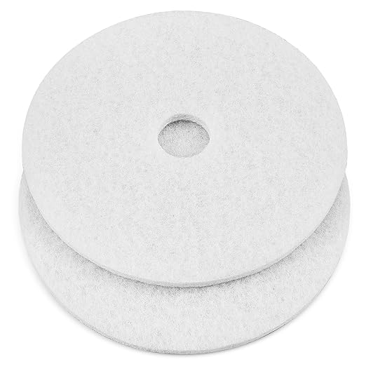 Teenyyou 2 Pcs 12" White Scrubbing Pads Commercial Cleaning Orbiter Pads-Maintenance Non Woven for Floor Buffer Machine