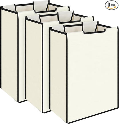 3 Pack Large Laundry Sorter Replacement Bags, Hamper Cart Removable Replacement, Laundry Storage Organizer-Replacement Bags, Beige, Square Shap