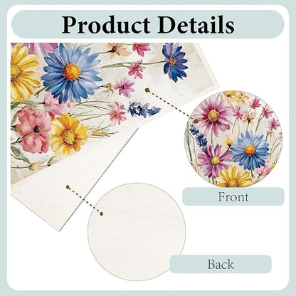 6Pcs 6 Styles Floral Dish Cloths Swedish Kitchen Dishcloths Reusable Wash Towels Soft Washable Rectangle Cellulose Sponge Vintage Colorful Wildflower Mixed Pattern for Kitchen Cleaning