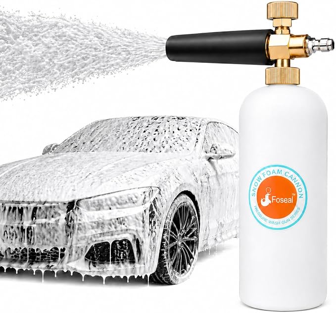 Foseal Adjustable Snow Foam Cannon with Heavy Duty Brass Knob, Quick Release Foam Blaster for Pressure Washer Gun, 1L Bottle