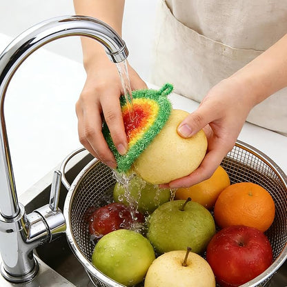 5PCS Round Dish Scrubbies, Reusable Dish Scrubber Sponge, Kitchen Cleaning Cloth with Hooks, 6.3Inches in Diameter, Hand-Safe and Odor-Free, Strong Oil Resistance and Easy Foaming