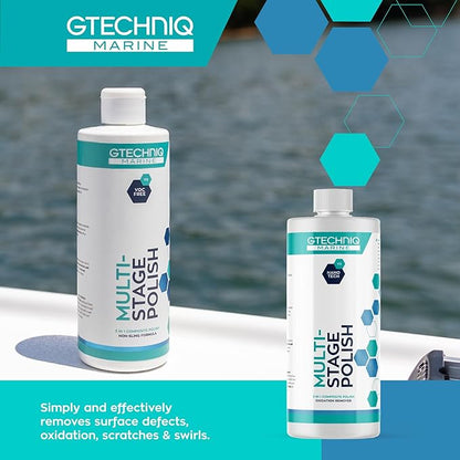 Gtechniq Marine Multi-Stage Polish - Scratch & Oxidation Remover - Supergloss Cleaner & Polish for Boats, Yachts & Ships - Gentle on Topcoat & Gelcoat