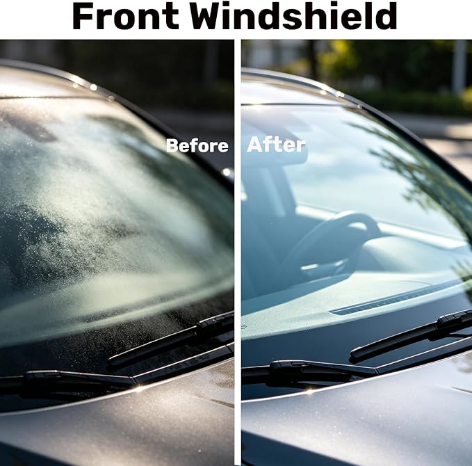 Glass Emulsion Cleaner,Car Oil Film Cleaner,Handle Oil Film Remover&Windshield Cleaner For Cars Window, Glass Emulsion, Crystal Clear View (Orange)