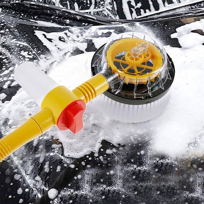 Auto Rotating Car Wash Brush Multifunctional Car Foam Cleaning Kit with 360° Spin Head Portable Chenille Car Scrub Brush High Pressure Cleaning Tool Long Handle for Home Car(Waterless Pipe)