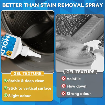 Mold Stain Cleaner, 8 Floz Washing Machine Cleaner Gel with Brush, Household All-Purpose Cleaner Highly Effective in Penetrating for Grout, Fridge, Bathroom, Shower, Front Load Washer
