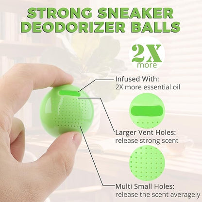 Knixmax Shoe Deodorizer Balls Strong, Odor Eliminator for Sneaker Gym Bag Closet Locker, Work Boot Drawer Freshener, Unpleasant Smell Remover Ball for Men Women Teens, 6 Packs Zen Tea