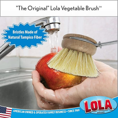 LOLA Replacement Head for The Original Tampico Vegetable & Dish Brush, 1.75" Head, Birchwood & Poly Bristles, Reusable & Washable, 1 Pack